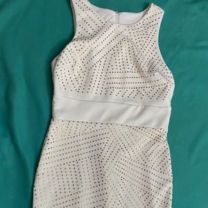 Sleeveless White gold studded dress